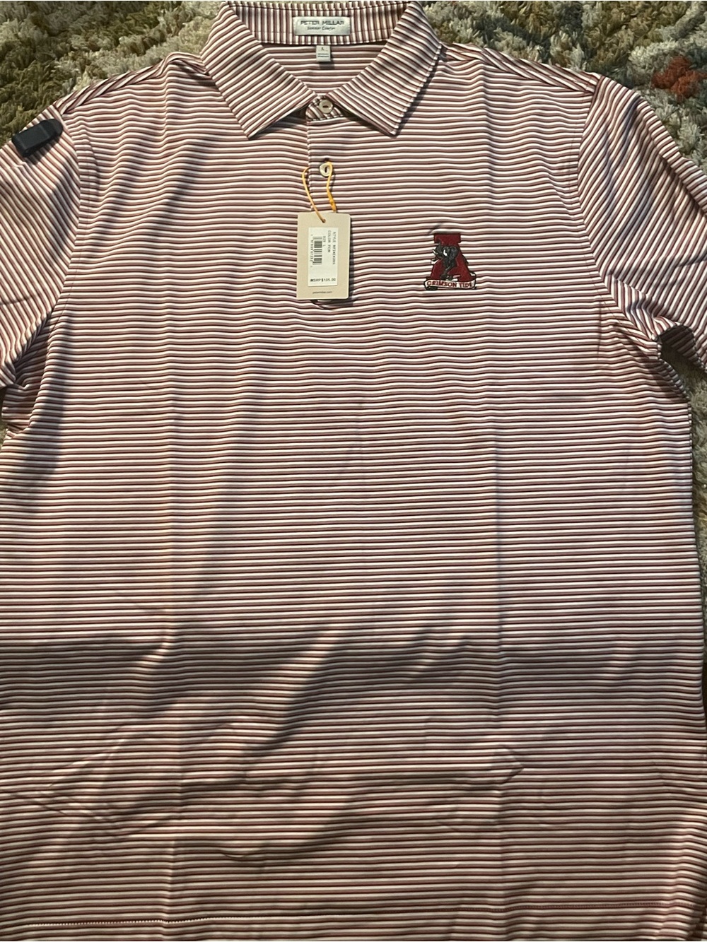 Peter Millar Alabama Crimson Tide Polo Men’s Large NWT Striped Golf Shirt - Picture 2 of 7